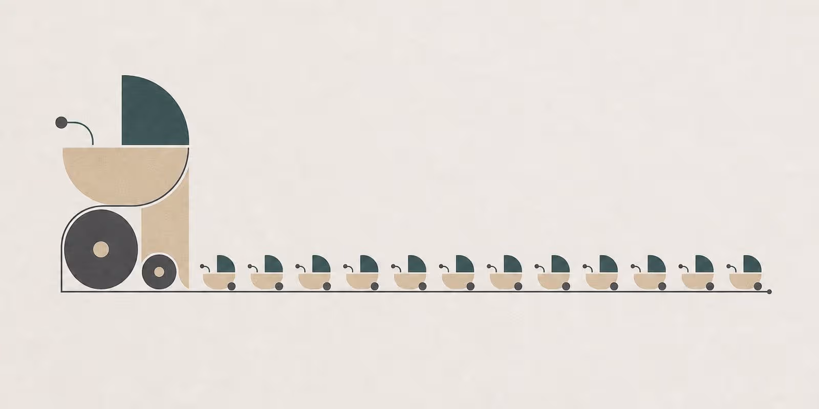 Illustration: Links ein hoher Block aus Erstausstattung, rechts zwoelf kleine gleiche Bloecke als Monatskosten.